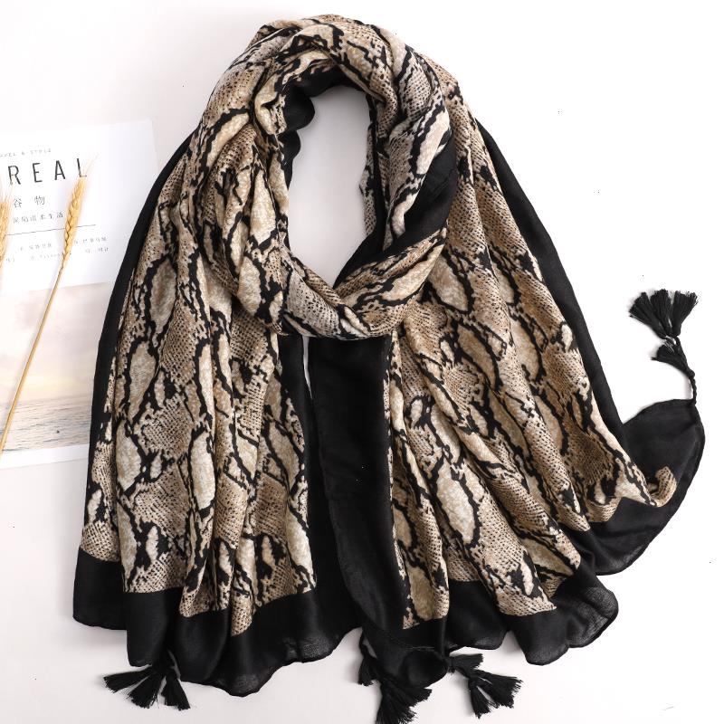 

Spring And Summer Neckerchiefs Snake Skin Luxury Brown Ladies Wild Leopard Scarf Female Long Shawl Thin Fashionable Sh