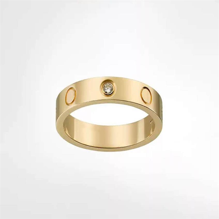 Designers Design Luxury titanium steel silver With diamonds love ring men and women rose gold rings for lovers couple gift 4mm 5mm246P