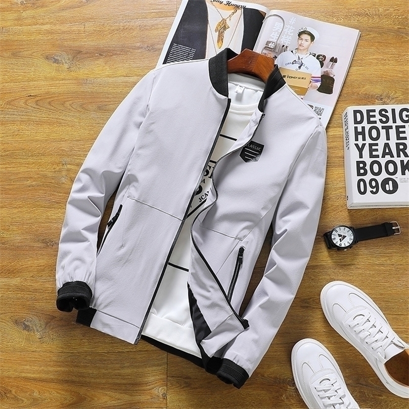 

Spring Autumn Men's Bomber Zipper Jacket Male Casual Streetwear Slim Fit Pilot Coat Men Clothing 201128, D08