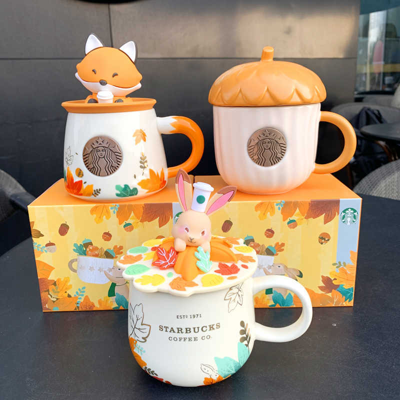 Starbucks Mug lovely Cherry Blossom coffee with cover adult male and female lovers gift pottery classic porcelain water cup-image-759993509