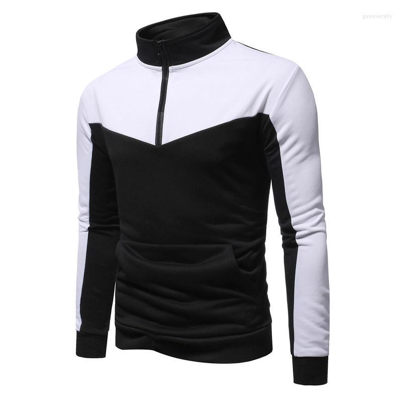 

Men's Vests Jacket Casual Autumn&Winter Stand-up Long-sleeved Collar Splicing Zipper Coats & Jackets Guin22, White