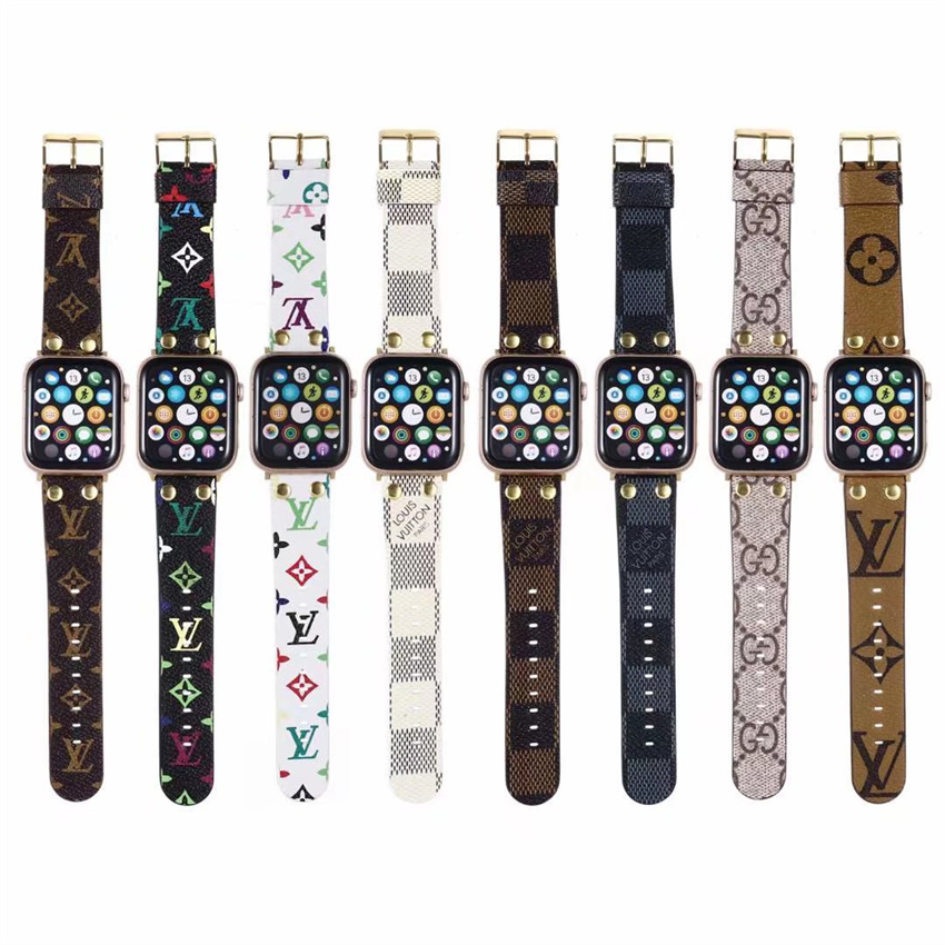 

Genuine Leather rivet strap party LOUIS VUITTON LV checkered Watch Bands For Apple designer watch band 38mm 40mm 41mm 42MM 44mm 45MM iWatch 3 4 5 SE 6 7 Series