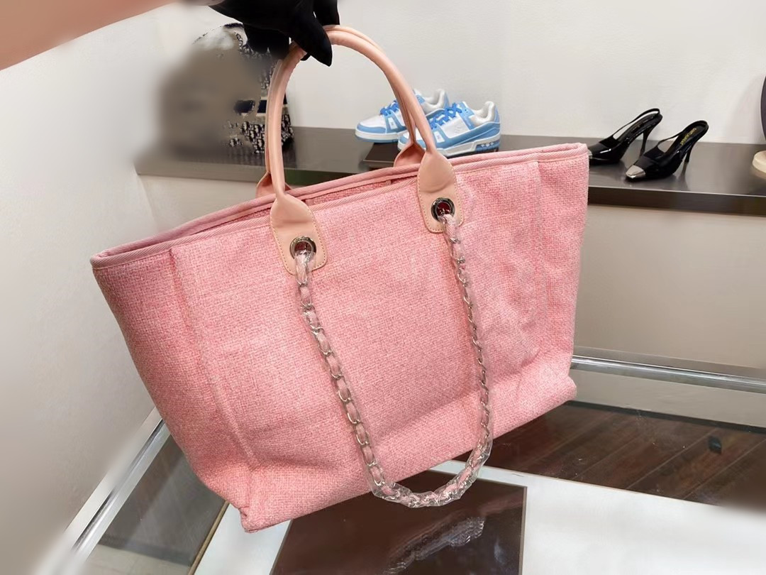 

Canvas Beach Handbag 32CM Multiple Colors Optional Chain Shoulder Bag, White