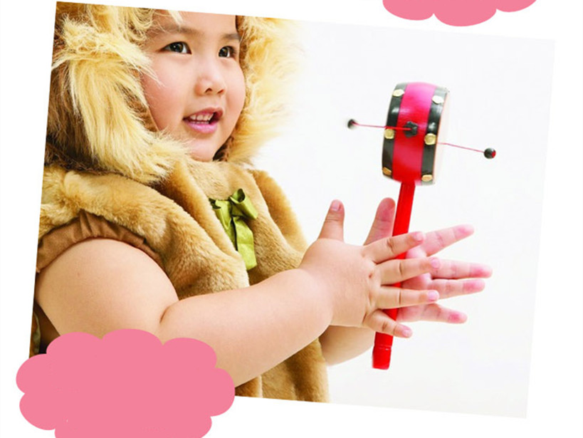 

Wholesale 20Pcs Baby Rattles toys Kids Cartoon Chinese Traditional Rattle Drum Spin Fun Hand Bell Music Toys, Red