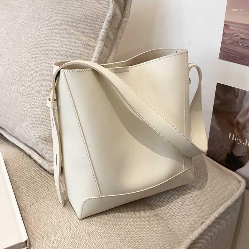 

Evening Bags Wide Strap Soft Bucket Crossbody Shoulder For Women Brand Designer Solid Color Large Capacity Ladies Handbags 2022Evening, White