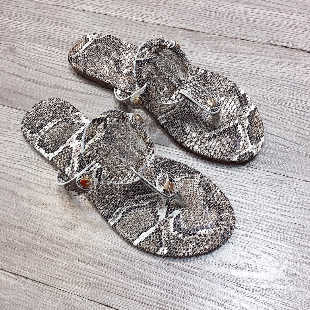 

Women's Sandals Fashion Designer Slides Tories Slippers Rubber Leather Flat Heels Hollowed out slide eopard Python Snakeskin Flip Flops Scuffs Sandal Shoes sliders, Fill postage