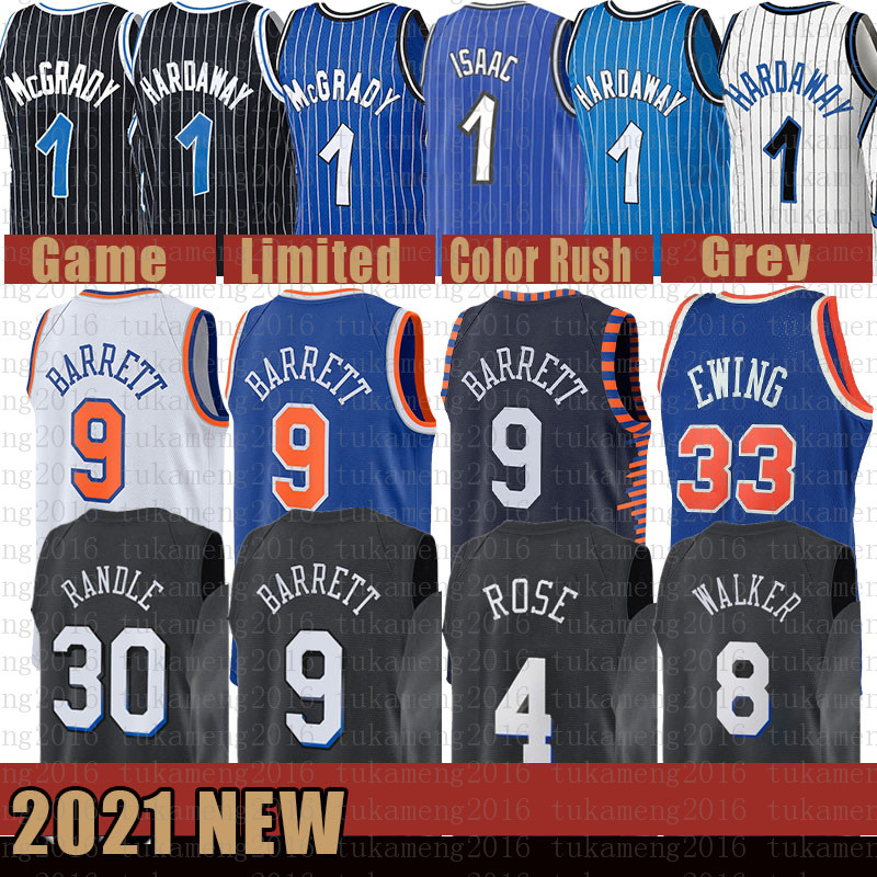 

2021 New mens basketball jersey Mens Penny 1 Hardaway Mesh Tracy 1 McGrady Retro RJ 9 Barrett Cheap Patrick 33 Ewing Grey, Mens jersey