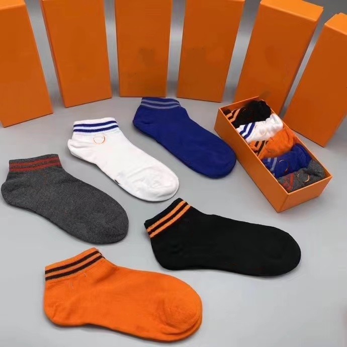 Designer Mens Womens Socks Five Pair Luxe Sports Winter Mesh Letter Printed Sock Embroidery Cotton Man Woman With Box-image-758088893