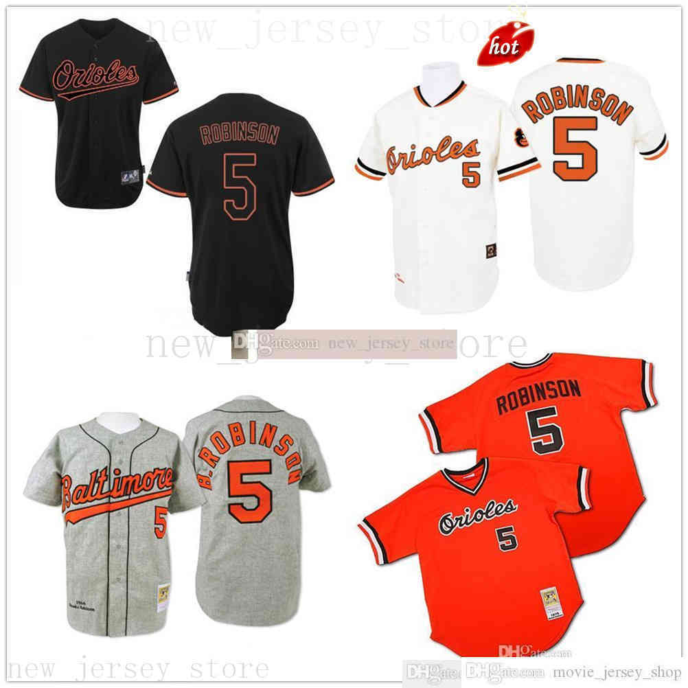 

Retro White grey orange black 1970 Throw Baseball Jerseys Brooks 5 Robinson Authentic Jersey Mens women kids #5 And Ness Be Orioles