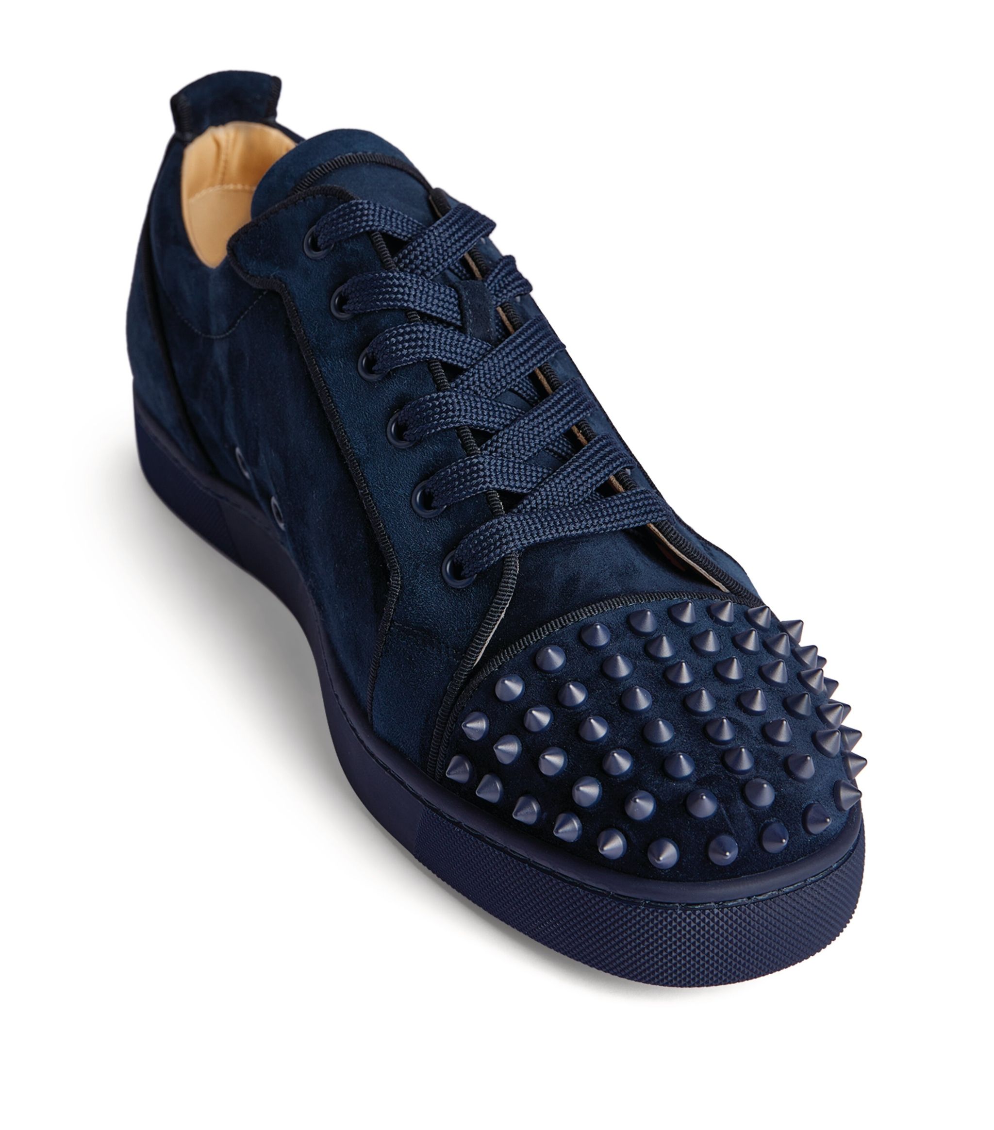 

Men women casual shoes red bottoms junior low tops sneakers Navy blue suede spiked genuine leather luxury designer outdoor walking trainers with box, 106