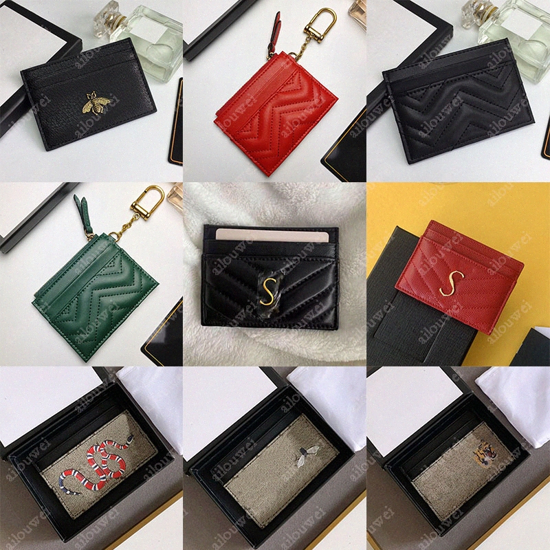 

Card Holder Designer Men Womens Cards Holders Black Lambskin Mini Wallets Coin purse Leather bag Handbags Tiger Snake Cardholder xx, G/black