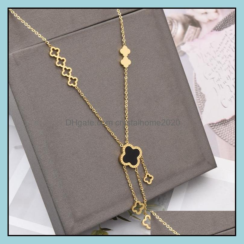 

Pendant Necklaces Pendants Jewelry Fashion Four Leaf Clover Shell Necklace Stainless Steel Classic Luxury Designer Women Drop Delivery 202