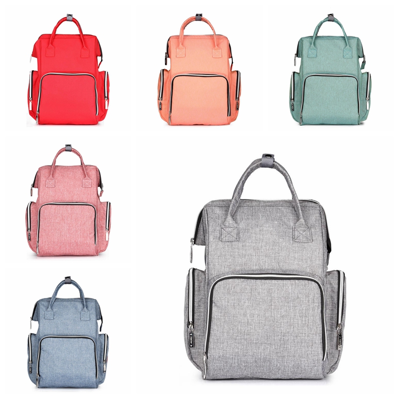 Vente de mode couches sac insulaire marque grande capacité maman sac à dos étanche bébé sacs à couches changeant plaid fermeture éclair couche ma