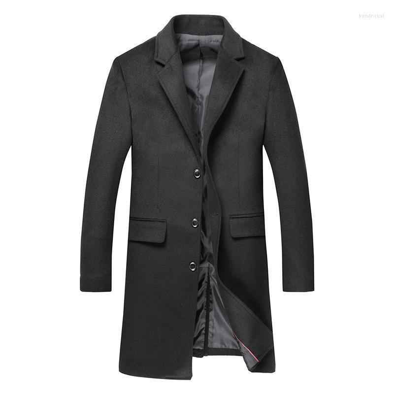 

Men's Wool & Blends Autumn Winter Men Long Casual Coat Boys Woolen Jacket Oversize Male Thick Warm Outerwear 4xl Button Up Blend Kend22, Black
