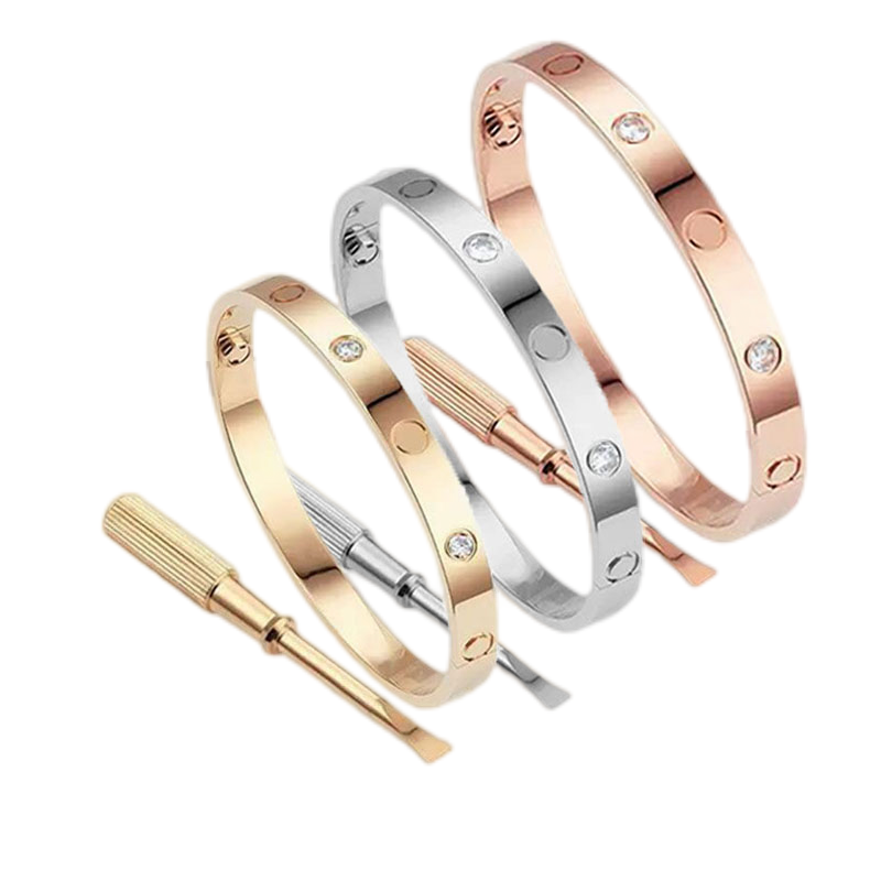 Love Mens bracelets designer bangle Women Titanium Steel Screw Screwdriver Gold Silver Rose Bracelets Valentine Day gift for girlfriend jewelry bang
