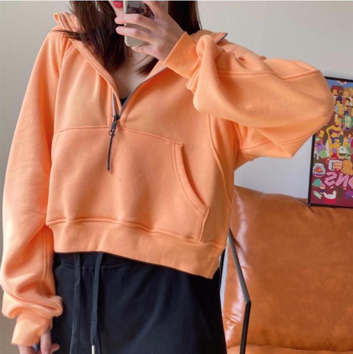 

MYD2- 2022 New color! Women's Jackets yoga wear Scuba Oversized Half-Zip Hoodie Hoodies & Sweatshirts, logo version high quality, Sky blue