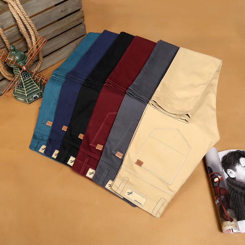 

Men's Pants Trousers Male Brand Gray Red Khaki Navy 6 Color Casual Men 2022 Autumn Business Fashion Leisure Elastic StraighMen's, Black
