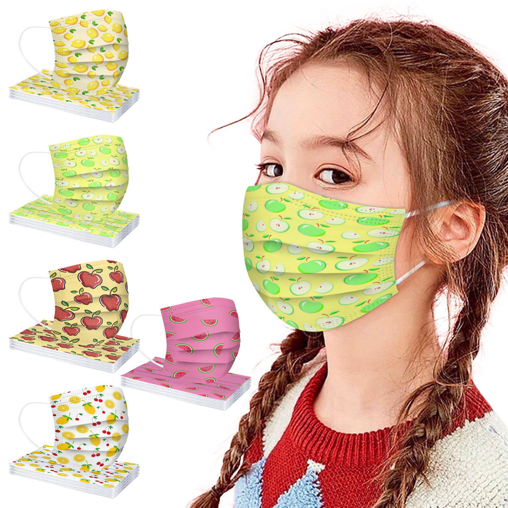 

Breathable Fruit Pattern Spunlace Disposable Face Mask 3-Layer with Elastic Earloop and Nose Bridge Clip For Child Kids Daily Use