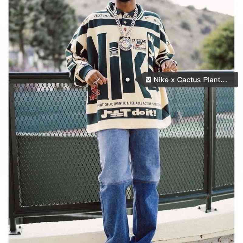 

Us cpfm co branded air high street alphabet print loose half button polo shirt over size T-shirt md, Emerald green