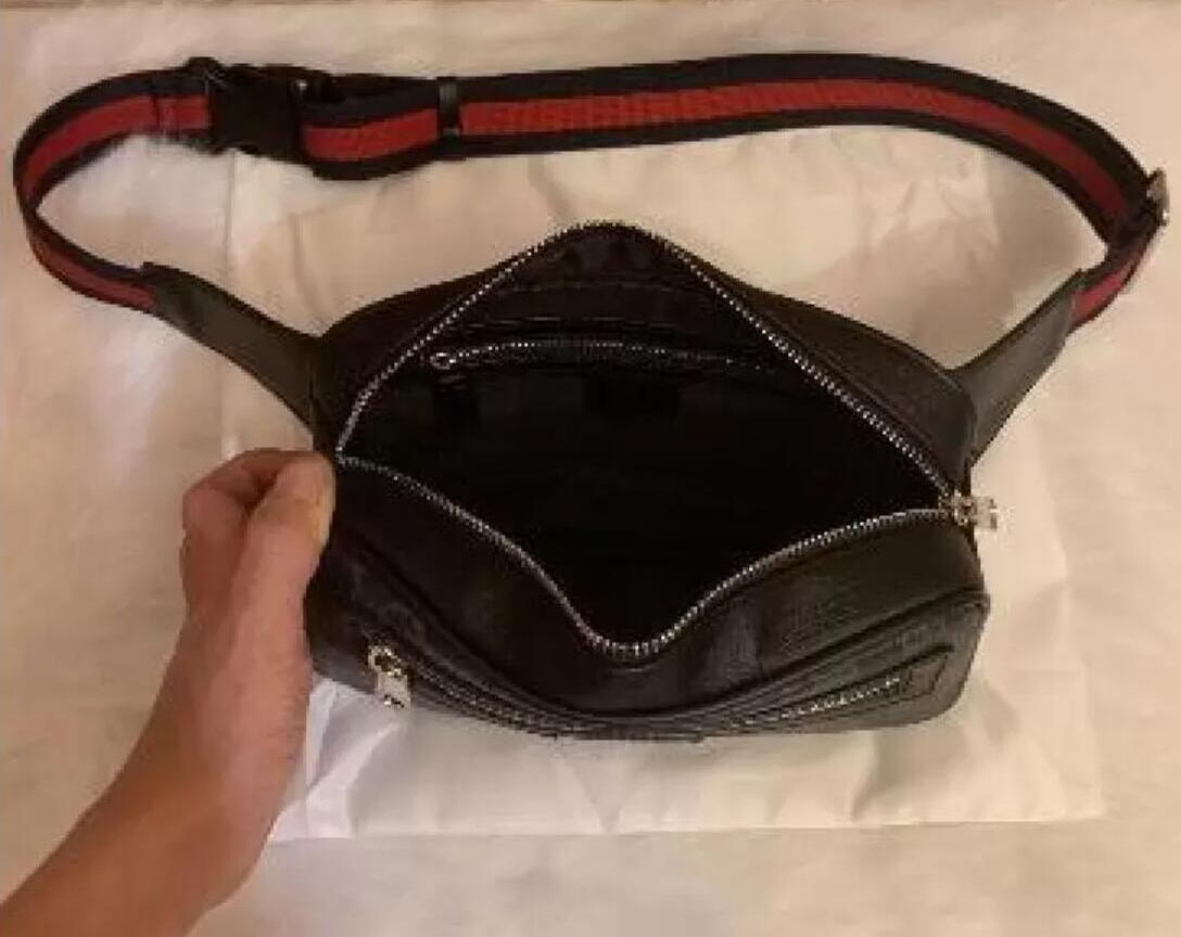 

High Quality Hots Sale new Unisex Men Women Leather Sport Bag Fanny Pack Belly Waist Bum handbag Fitness Running Belt Jogging Pouch Back Grid Bags Chest Bags, Black