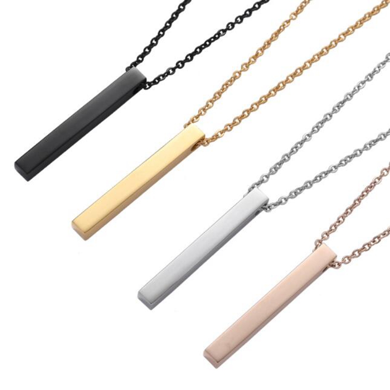 Mirror Rectangular Strip Necklace Pendant Fashion Gold Plated Solid BlackChoker Pendants For Mens Womens Punk Hip Hop Jewelry-image-760374393