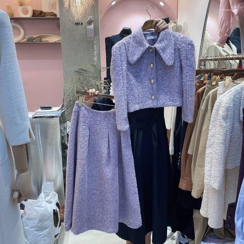 

Women' Tracksuits Autumn Celebrities Doll Brought Cardigan Coat Two Skirts Women, White