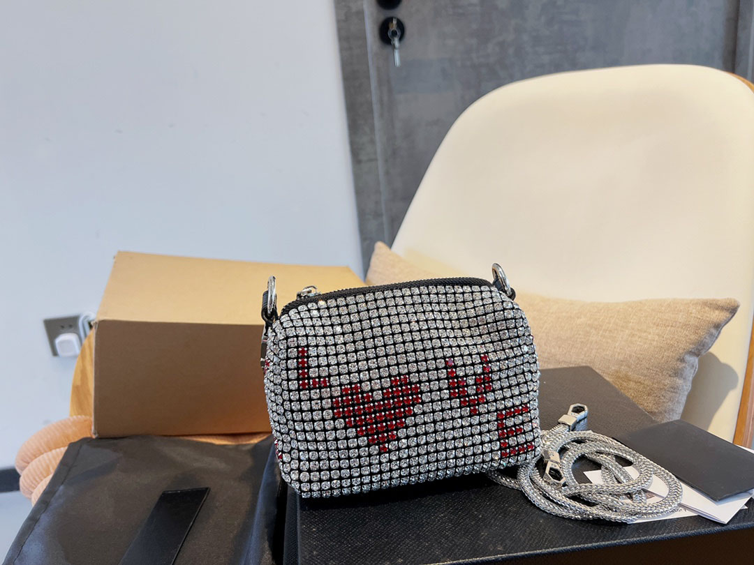 

5A top high quality Crossbody Designer Bags Wang miss wallet Diamond Hobo-bag Handbag Tote Shoulder Cross Body Shiny colorful Rhinestone Purse Ladies Clutch with box, Multi