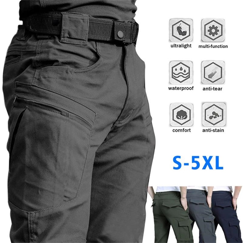 

Men's Pants Tactical Multiple Pocket Elasticity Military Urban Casual Sports Trousers Men Quick Dry Cargo S 5XL 220826, Black