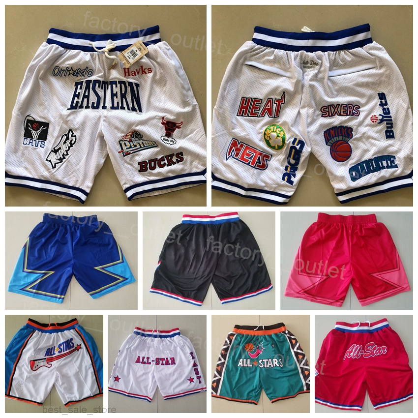 Sport Pocket Zipper 1996 All-Star Basketball Pantalons de survêtement Just Don Taille élastique Shorts Vintage Wear Hip Pop Cordon Pantalon Cousu