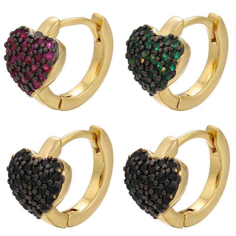 

Hoop & Huggie Piece 2022 Gold/silver Color Black Heart Crystal Small Earrings Creative Women Jewelry VE345Hoop HuggieHoop