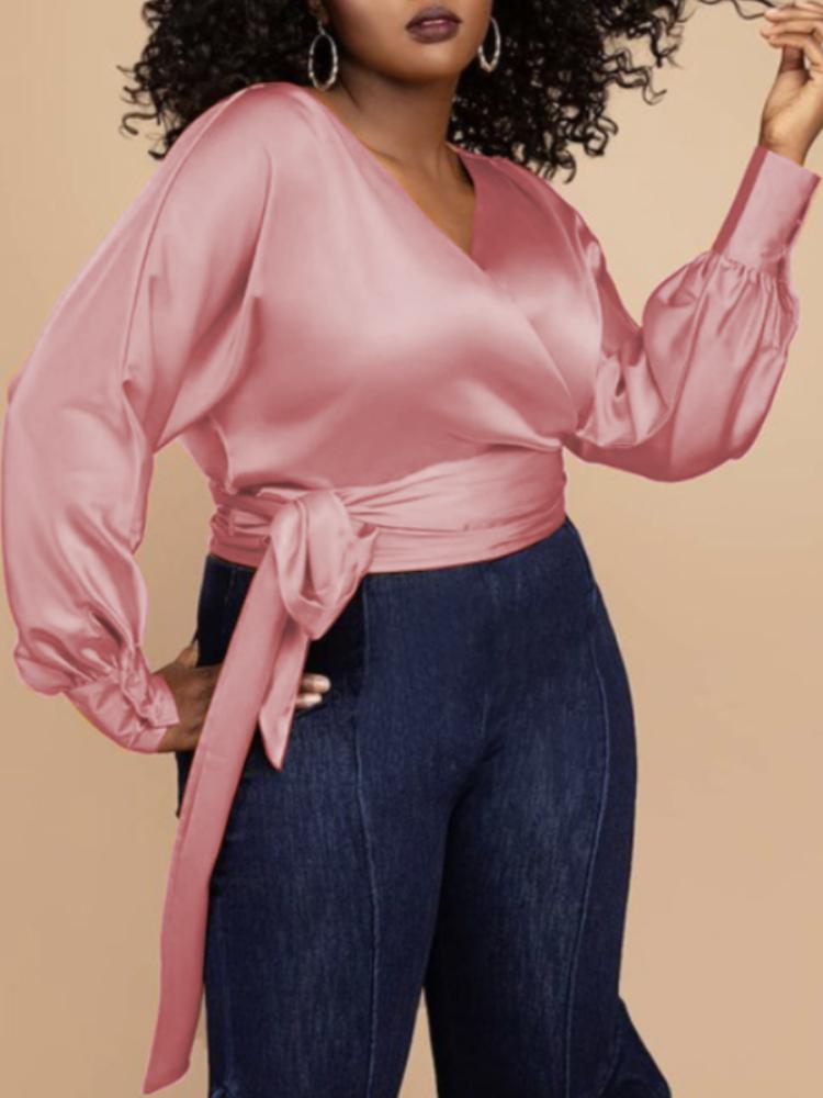 Chemisiers pour femmes chemises femmes à manches longues col en V avec ceinture taille été mode grande taille 5XL élégant automne fête anniversai