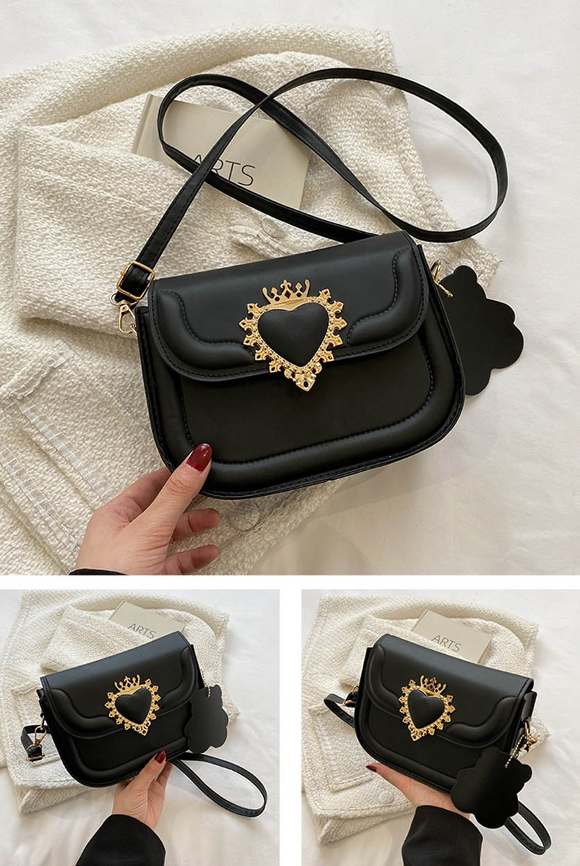 

HBP Package bag fashion heart shaped lock sensation leisure day crossbody cute purses bags, Black