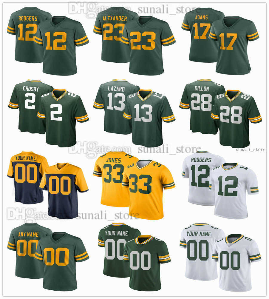 

4 Brett Favre Jerseys Football 5 Paul Hornung 15 Bart Starr 66 Ray Nitschke 92 Reggie White 21 Eric Stokes 13 Allen Lazard 97 Kenny Clark 85 Robert Tonyan Marcedes Lewis, Yellow