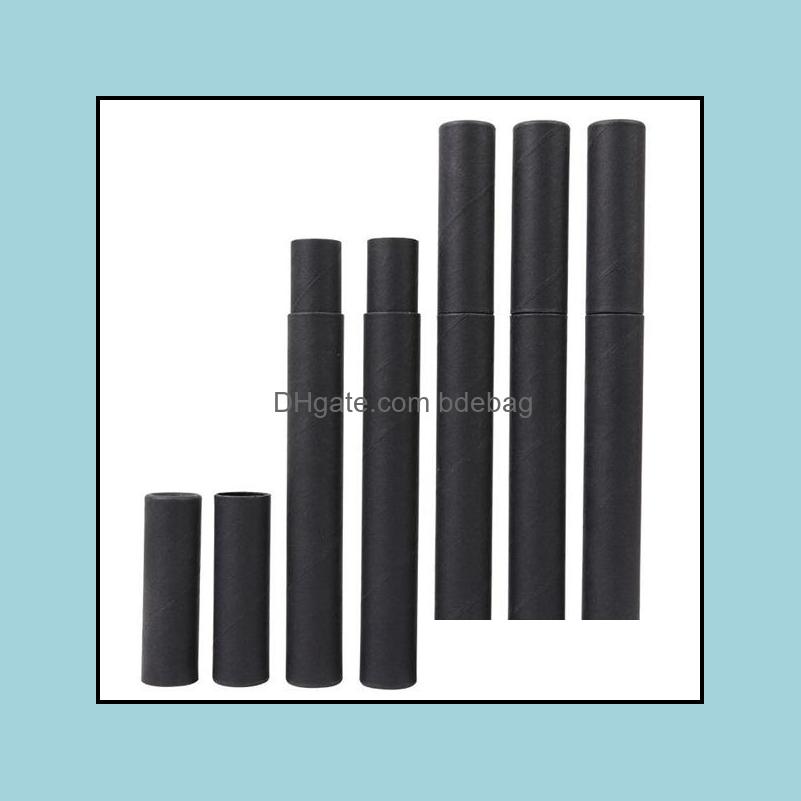 

500Pcs/Lot Black Kraft Paper Incense Tube Barrel Small Storage Box For Pencil Joss Stick Convenient Carrying 20.7X2.1Cm Drop Delivery 2021 P