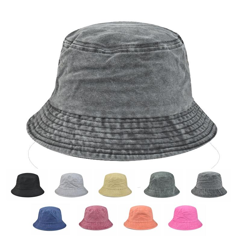 

Berets Fisherman Hats Pure Color Hat Washed Denim Outdoor Leisure Shade Men And Women Bucket Hip Hop Panama BuckeBerets, Grey