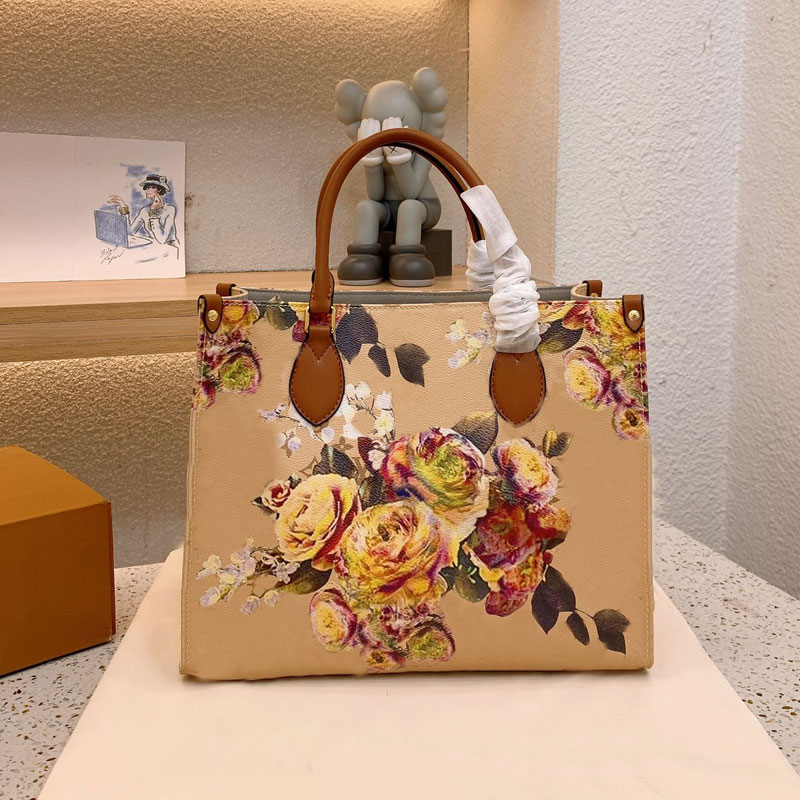 34cm Women Tote Bags Large Handbags Top Handle Shop Bag Old Cobbler High Quality Genuine Leather Capacity Open Beach Totes Classic Letter Printin