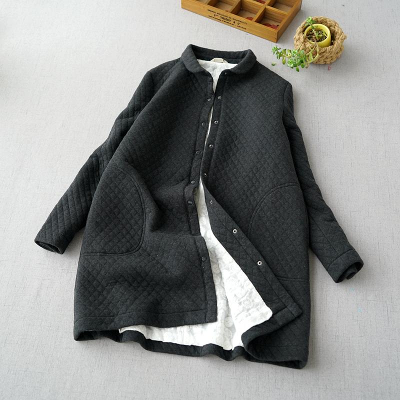 

Women's Trench Coats Spring Autumn Women All-match Loose Plus Size Japanese Style Brief Stand Collar Comfortable Thin Cotton-padded 2 Colors, Black