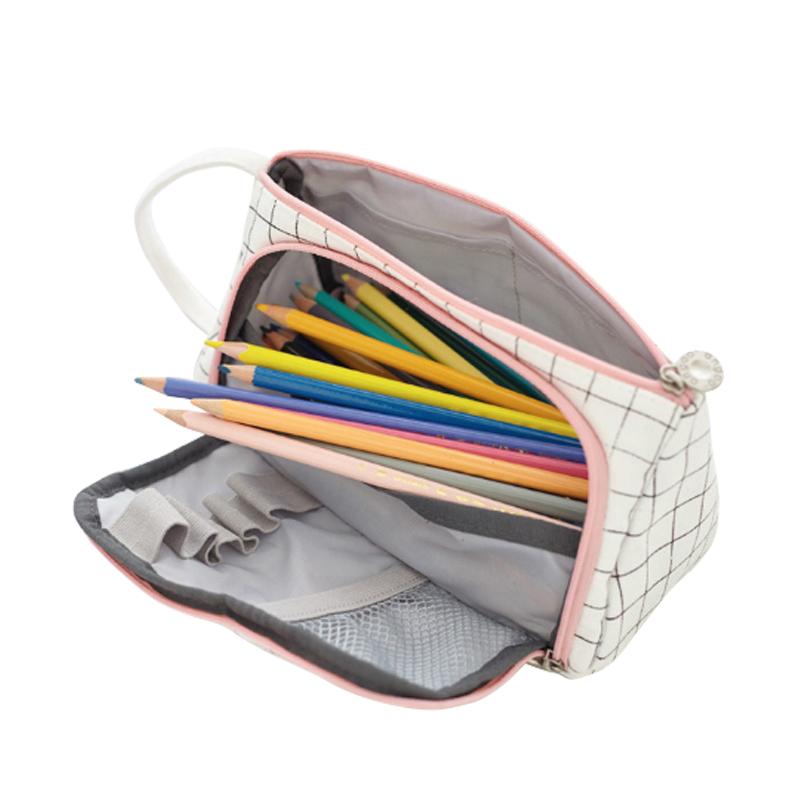 

Storage Bags Simple Pencil Case Canvas Multi-layer High-capacity Stationery Bag Student