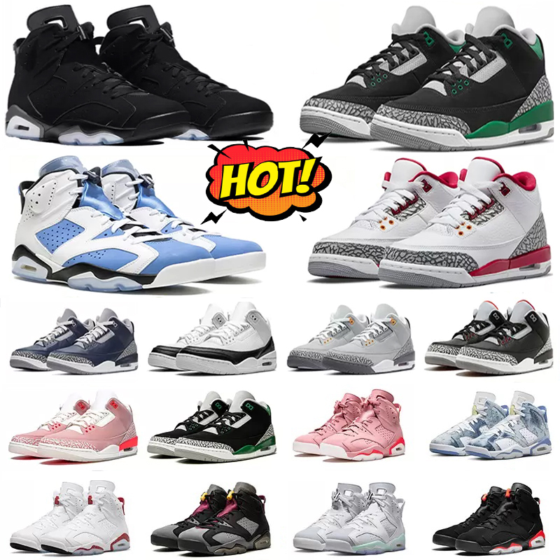 

Men Women basketball shoes 3s Cardinal Red Pine Green Racer Blue Cool Grey 6s Red Oreo UNC White Midnight Navy British Khaki Olive Black Cat Bred sports sneakers 36-46, Sky blue