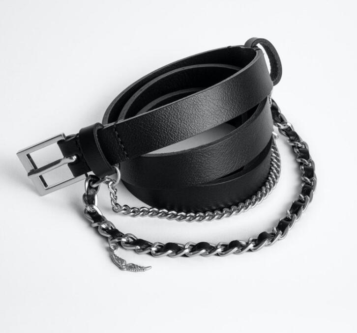 

Belts Fashion Chain Belt Silver Narrow Wasit Leather For Coat 2022SS HIGH QUALITY ON SALE