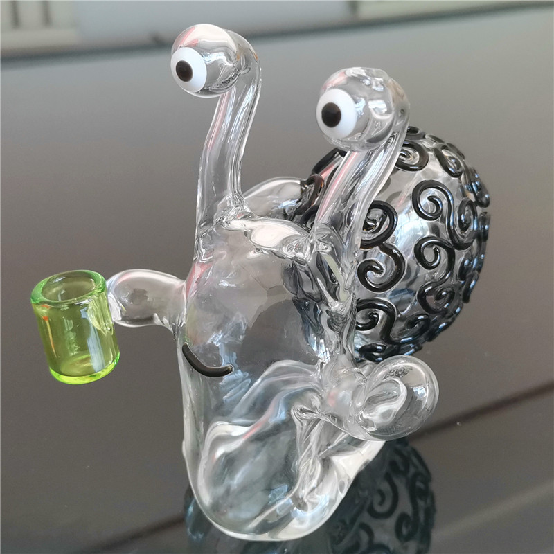 

Glass Water Bong Cute Rig Mini Bongs Heady Pipe Hookah 10MM Female Joint Snais Shape Bubbler Recycler Pipes Dab Rigs Craftbong