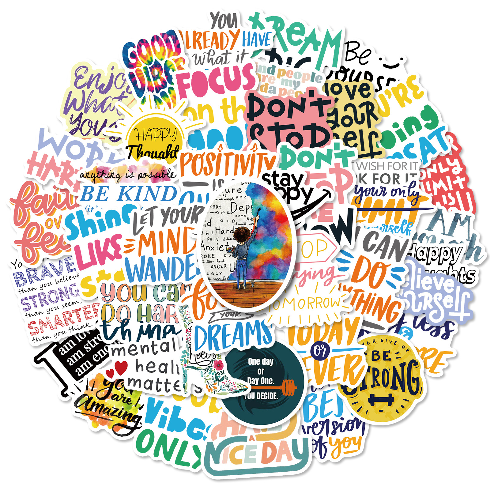 

50Pcs Motivational Stickers inspirational Teachers Students Teens Employees Vinyl Waterproof Durable Laptop Sticker Decals for Computer, Multi colors