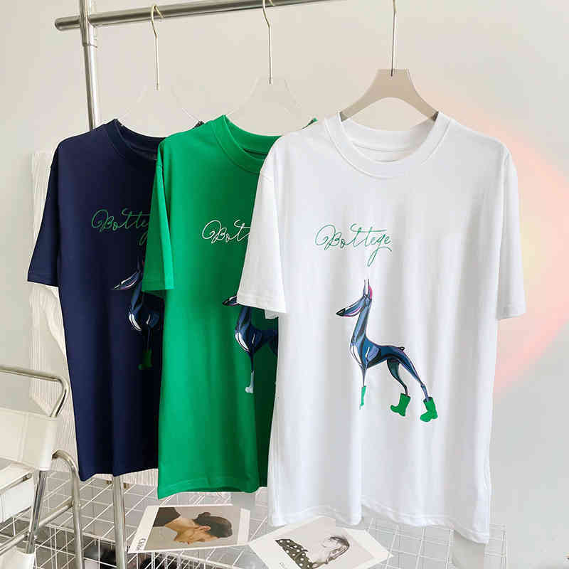 Vendre à chaud bottega 2022 Venet Nouveau T-shirt de haute qualité bv vert blanc italien rond cou rond manche de coton féminin à manches courtes