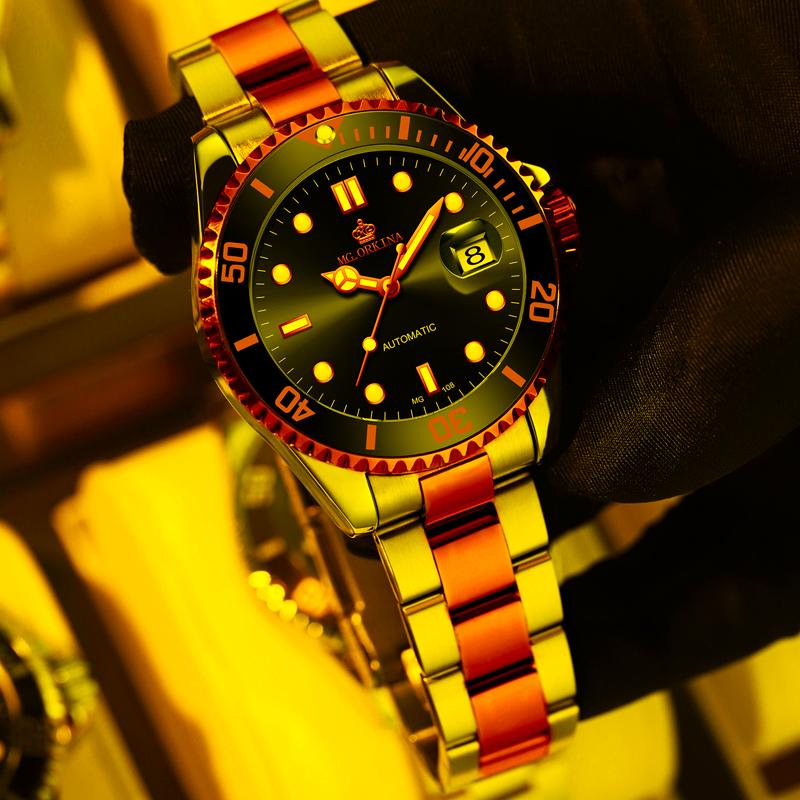 

Wristwatches Relogio Masculino Men Watches Stainless Steel Band Original Luxury Famous Designers Brand Automatic Mechanical ClockWristwatche, Ork108yl