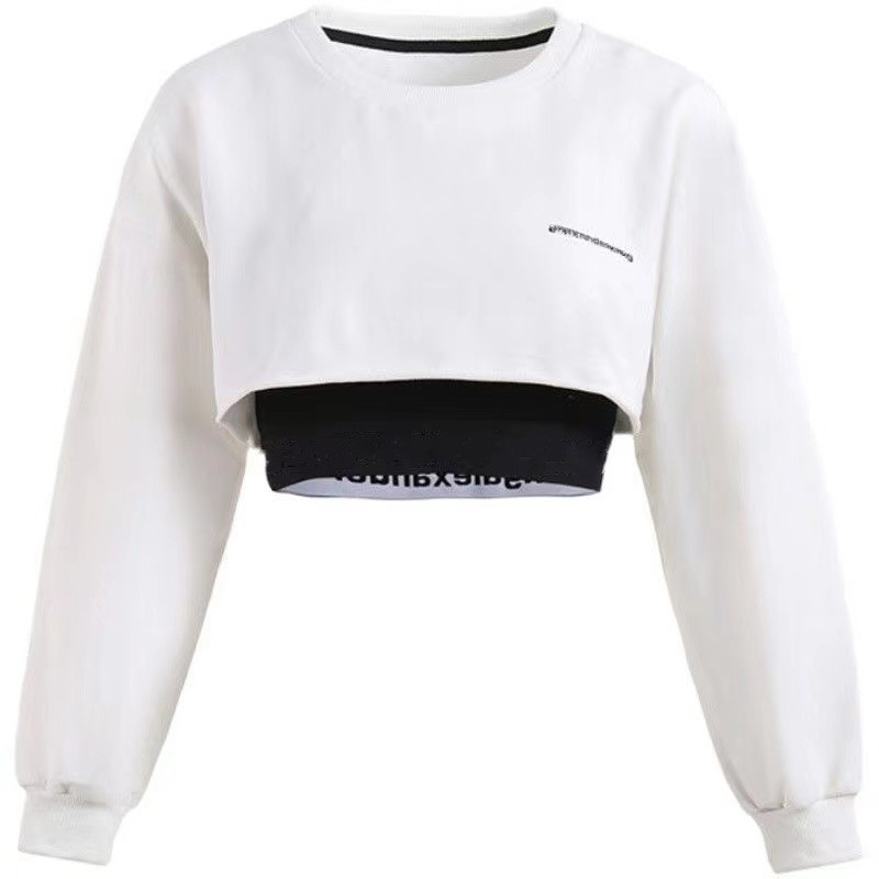 Designer Luxury Quality Women's AW Black Tank Top Two Piece Fashion Letter Print High Waist White Hoodless Sweater Top Sports Running Yoga