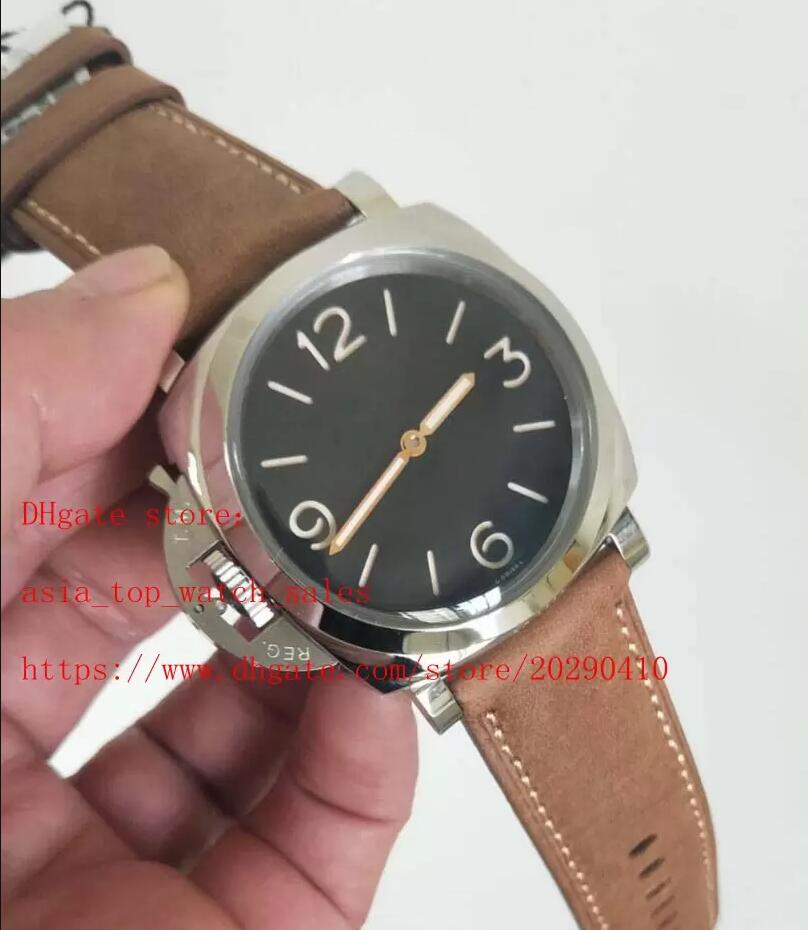 

Topselling 2 style men Wristwatches Left hand model 557 Automatic Movement 47mm super CAL P. 3000 movement Auto Date Top quality leather strap PM Mens Watches
