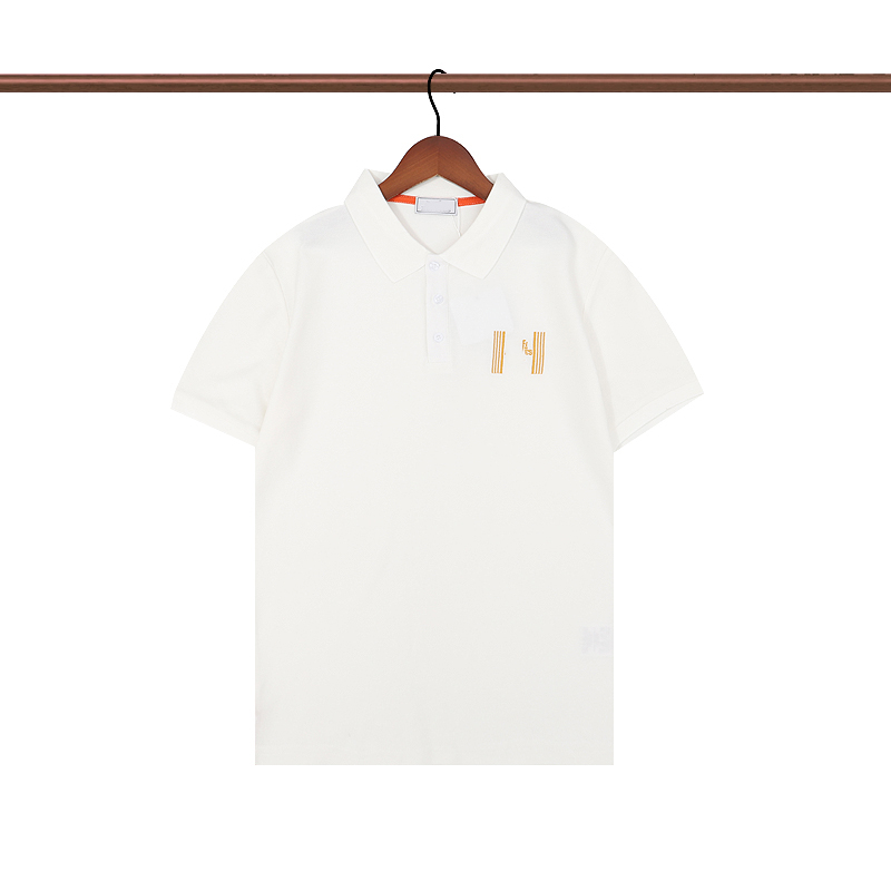 

2022 Luxury Brand Mens Designer Polo T Shirt Summer Fashion Bur Logo Berry Breathable Short-Sleeved Lapel Casual Letter High Quality Top Men's Polos#04, White