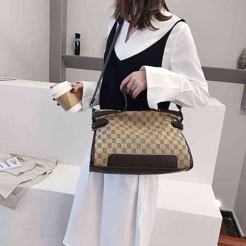 

Factory Online Export Designer Tide Brand Ladies Bag Old Flower New Style Versatile Fashionable Young Big Fabric Tote, Khaki