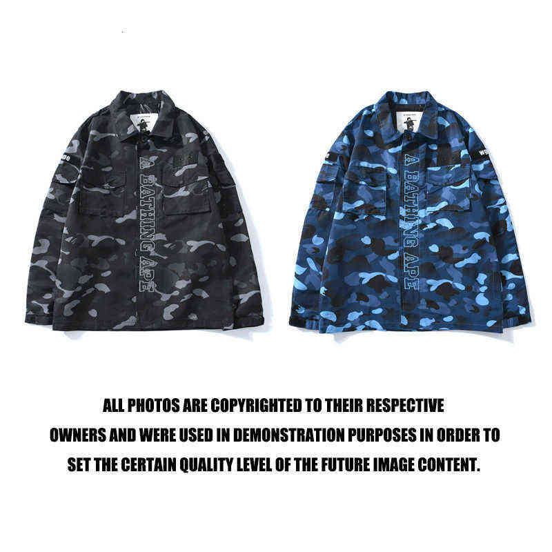 

and Spring Autumn Men's Fashion Brand Classic Camouflage Work Clothes Windbreaker Et, Black