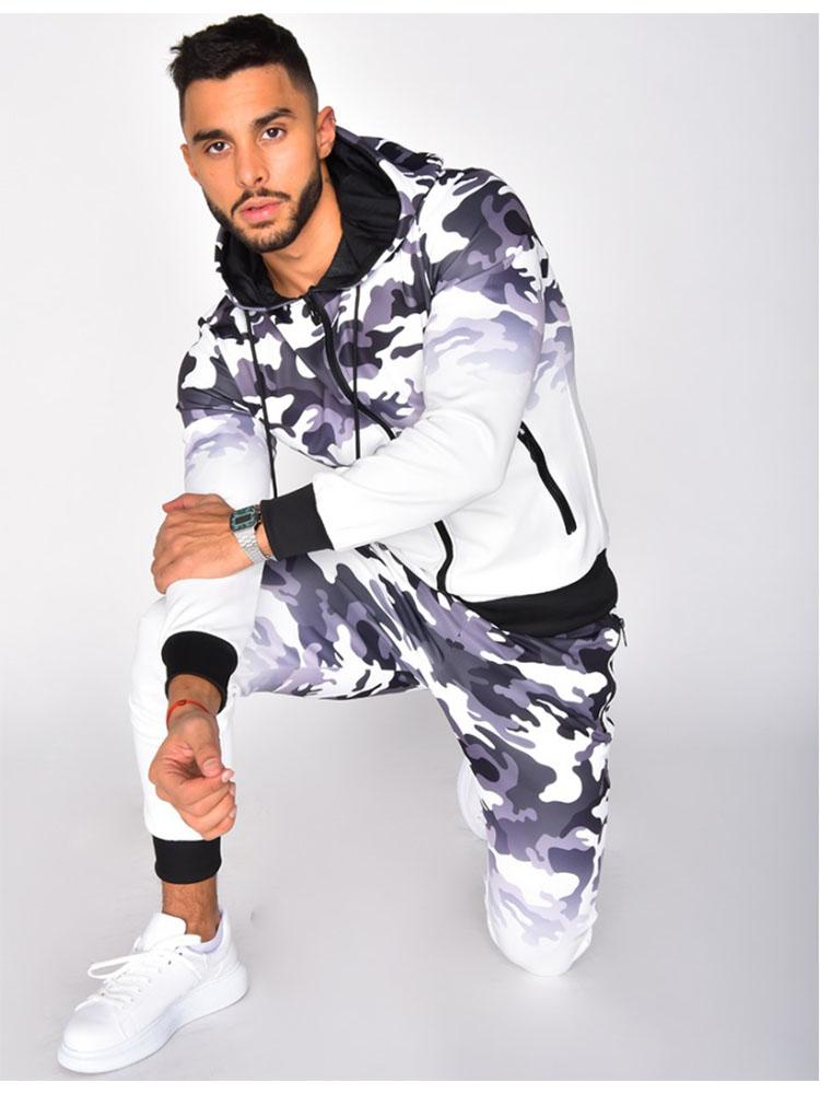 

Men's Tracksuits Flower Lattice Men Gentlemen Tracksuit Set Sets Men's Zipper Sports Suit 3D Camouflage Gradient Hooded CardiganMen's